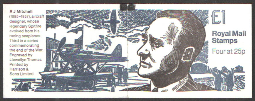 (image for) FH38 / DB14(40) + BMB Cyl B6 (B1) R.J. Mitchell £1 Folded Booklet. Trimmed on one side.